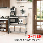 Xcity Storage Shelves, 3 Tier Heavy Duty Metal Shelving Unit, 1200 LBS Capacity Adjustable Steel Wire Shelf Organizer for Pantry, Kitchen, Garage, 14" D x 36" W x 36" H, Black - Image 3