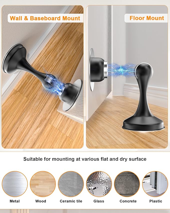 Crosize Magnetic Door Stoppers 8 Pack, Stainless Steel Door Stops - Image 4
