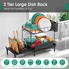 Dish Drying Rack for Kitchen Counter, Expandable 2 Tier Dish Rack, Large - Image 4
