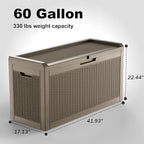 ROJIK Outdoor Storage Housing Deck Box,Waterproof Patio Furniture, Garden Tools, Cushions, Pool Accessories Storage Bench with Lockable Lid and Side Handles (Grey,60 Gallon) - Image 2