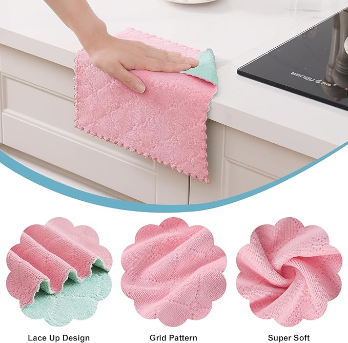 Homaxy 12 Pack Kitchen Cloths Dish Towels, Super Soft and Absorbent Dish Cloths - Image 4