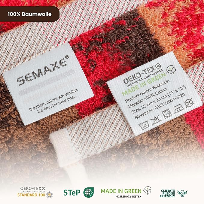 SEMAXE 100% Cotton Washcloths 12-Pack, 13 × 13 Inch Soft Luxury Face Towels – - Image 3