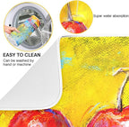 Red Apple On Yellow Background Dish Drying Mat - Image 2