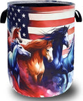 American Flag Horse Laundry Basket Patriotic Foldable Funny Laundry Hamper by SELIONLIKN