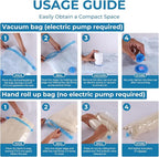 Travel Vacuum Bags with Rechargeable Cordless Pump, 20 Pack Vacuum Seal Bags - Image 6