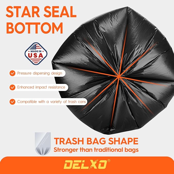 Delxo 55-60 Gallon Trash Bags, Durable & Puncture-Resistant Plastic Bolsas para - Image 4