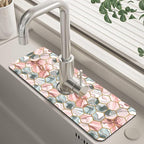 Abstract Gray and Red Hexagon Sink Faucet Absorbing Mat Sink Splash Guard by Unknown