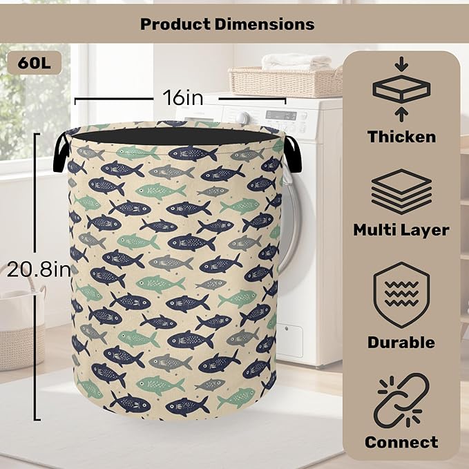 Cute Japanese-Style Fish Foldable Laundry Hamper - Image 2