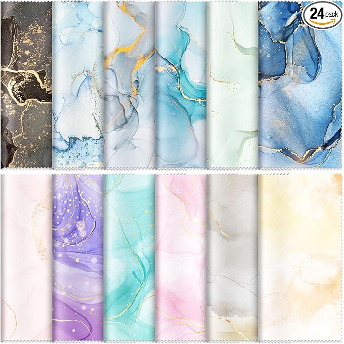 24 Pcs Marble Eyeglasses Cleaning Cloths Microfiber Lens Cleaning Cloths Soft by Copkim