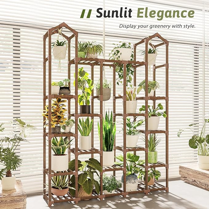 Large Plant Stand Indoor Plant Stands Outdoor Tall Plant Shelf for 18-23 Pots Corner Tiered Plants Stands for Multiple Plants Wood Hanging Plants Holder for Garden Balcony Patio Window Porch​​​ - Image 5