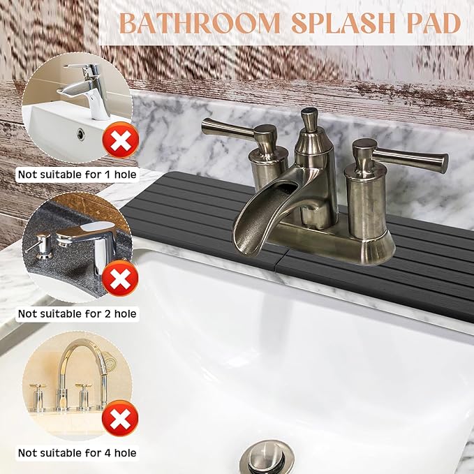 an Oval Hole Gray Faucet Mat for Kitchen Sink Bathroom 17.32" x 4.6" Kitchen - Image 3