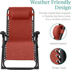 Best Choice Products Oversized Zero Gravity Chair, Folding Outdoor Patio Recliner, XL Anti Gravity Lounger w/Removable Cushion, Cup Holder, Side Tray, 350lb Capacity - Burnt Orange - Image 4