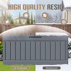 JUMMICO 78 Gallon Outdoor Deck Box Large Resin Storage Box for Patio Furniture Cushions, and Garden Tools (Gray) - Image 4
