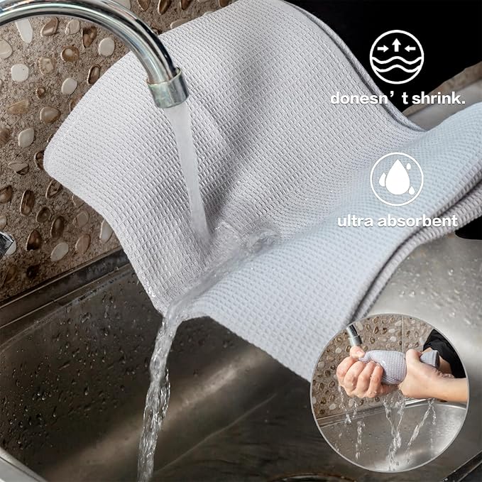 QUILTINA Dish Towels Set, 100% Cotton Waffle Weave Kitchen Towels 6 Pack - Image 4