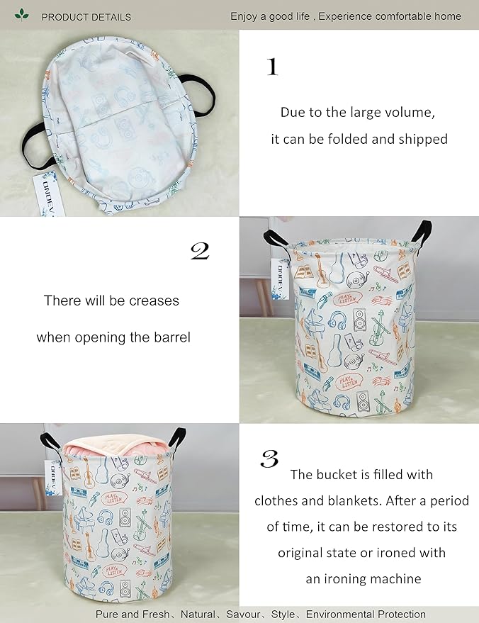 Round waterproof laundry basket, gift basket, suitable - Image 5