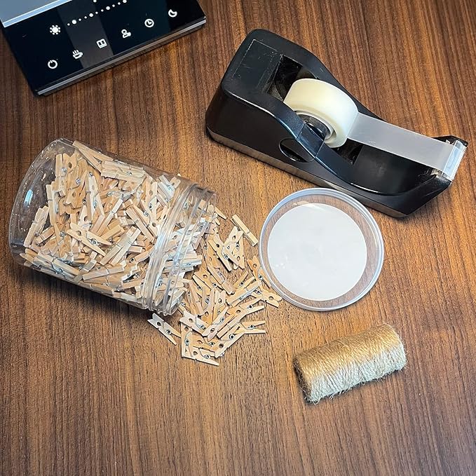 Mini Wooden Clothespins With Jute Twine, 1 Inch Photo Paper Peg Pin Craft Clips - Image 6