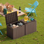 Devoko 30 Gallon Resin Deck Box 2 Pack Outdoor Indoor Waterproof Storage Box for Patio Furniture Pool Accessories Storage for Cushion Garden Tools (Brown, 2 Pack) - Image 4
