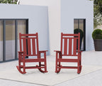 KINGYES Oversized Outdoor Rocking Chair Set of 2, All-Weather Patio Rocking Chairs for Porch, HDPE Outdoor Patio Rockers with High Back & Wide Seat for Garden, Lawn, Red - Image 2