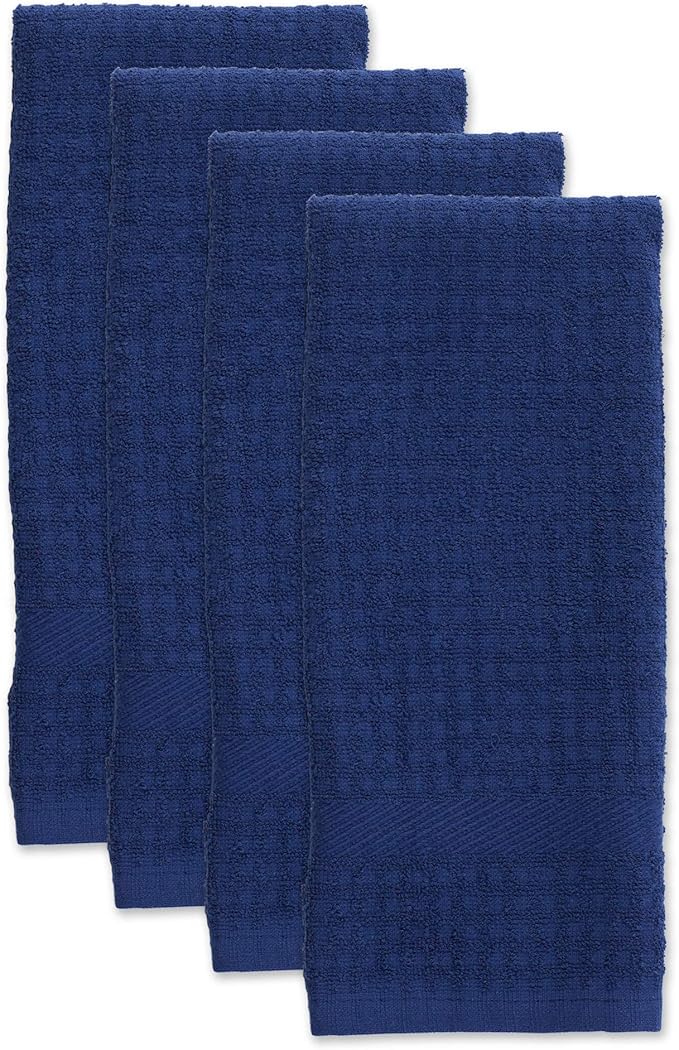 DII Basic Terry Collection Waffle Dishtowel Set, Solid Nautical Blue, 4 Piece - Image 2