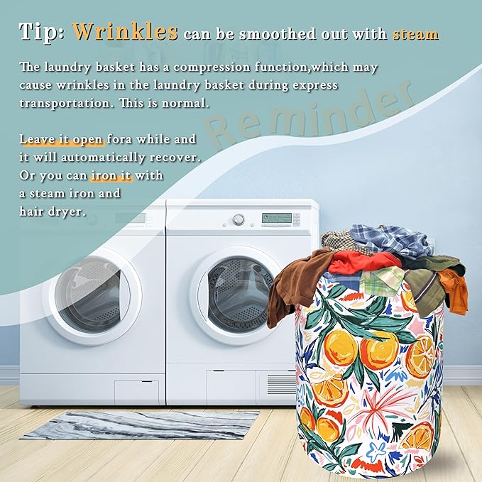 Tropical Fruit Orange Laundry Hamper Summer Colorful Laundry Basket - Image 6