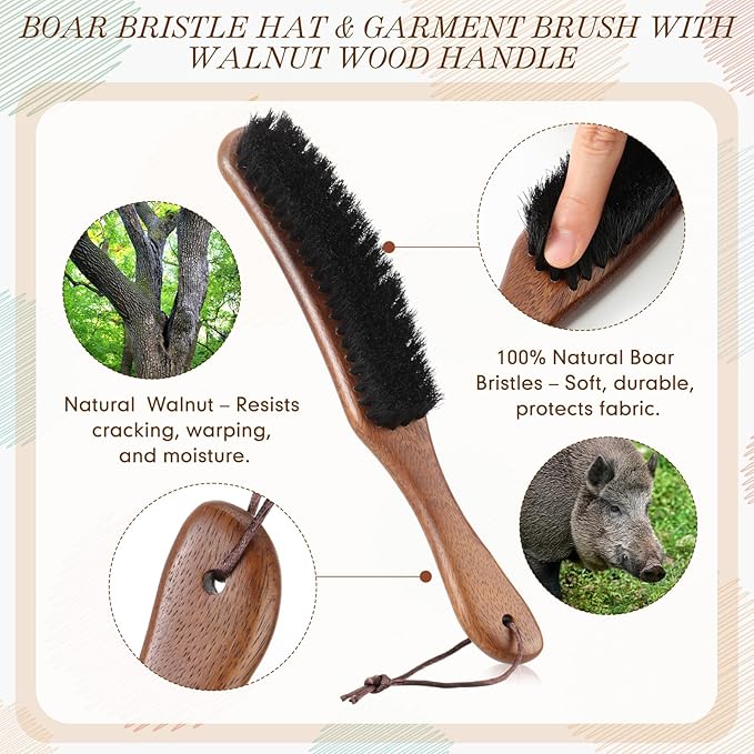 Patelai 2 Pcs Horsehair Felt Hat Brush Kit Lint Brush - Image 2