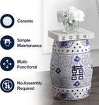 JONATHAN Y TBL1013A Double Happiness 18" Chinoiserie Ceramic Drum Indoor/Outdoor Garden Stool Bohemian, Coastal, Classic, Cottage, French Country, Traditional, Bathroom, Garden Room, Patio, Blue/White - Image 6