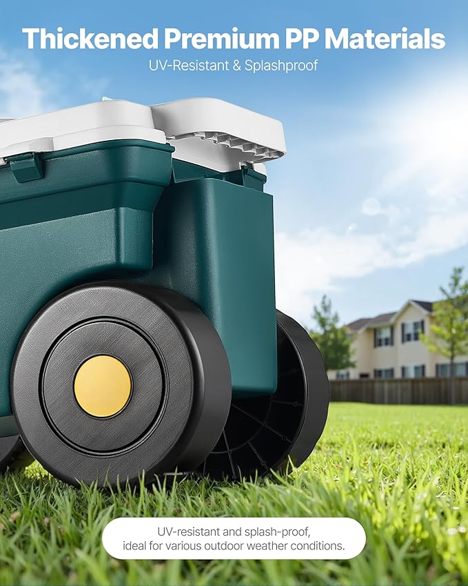 VEVOR Garden Scooter with Seat, 2 in 1 Rolling Garden Cart with Storage Bin, Supports up to 227 lbs, Outdoor Wagon with Handle, Lightweight Storage Gardening Stool for Yard Weeding Planting - Image 5