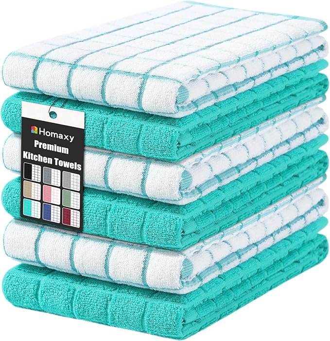 Homaxy Premium Cotton Kitchen Towels 16"x 28", Large Natural Ring Spun 390 GSM by Homaxy