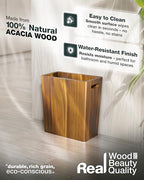 BLUEWEST 2.6 Gallons Wooden Wastebaskets – Solid Acacia Wood Trash Can - Image 2