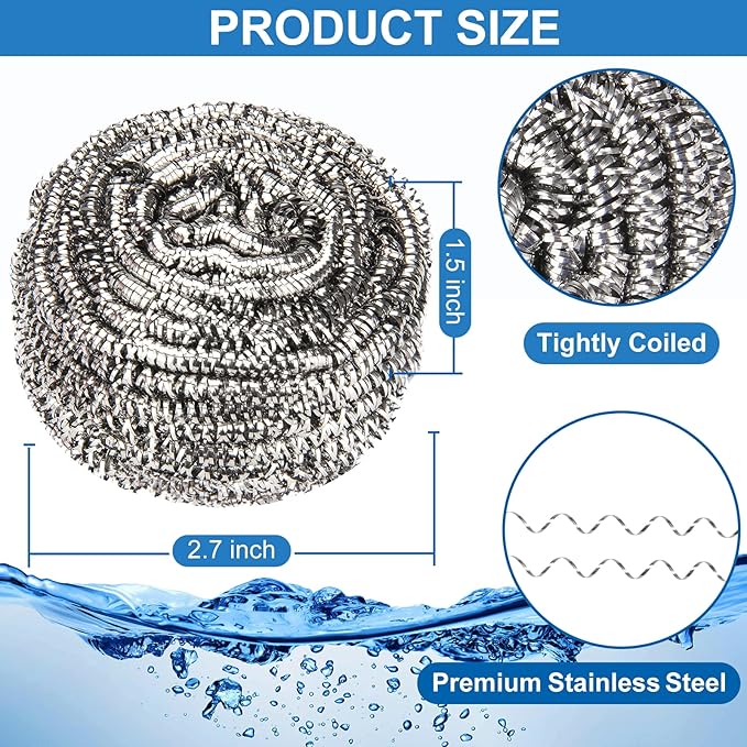 18 Pack Stainless Steel Scrubber, Steel Wool Srubber - Image 2