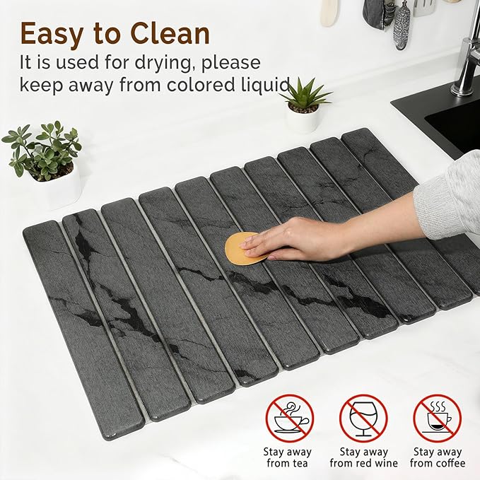 Large Stone Dish Drying Mat for Kitchen Counter, Quick Dry Stone Dishes Mats - Image 6