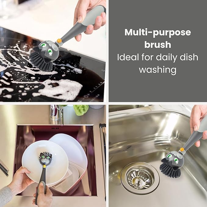 Vigar Felix Cat-Shaped Soap Dispensing Dish Brush, Dish Brush - Image 7