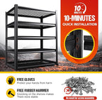 71.2" H Garage Shelving Heavy Duty Storage Shelves, Adjustable Metal Shelving Unit, Utility Garage Organizer Shelf for Basement, Pantry, Warehouse, Supermarket, 35.4" Wx15.7 Dx71.2 H,Black - Image 7