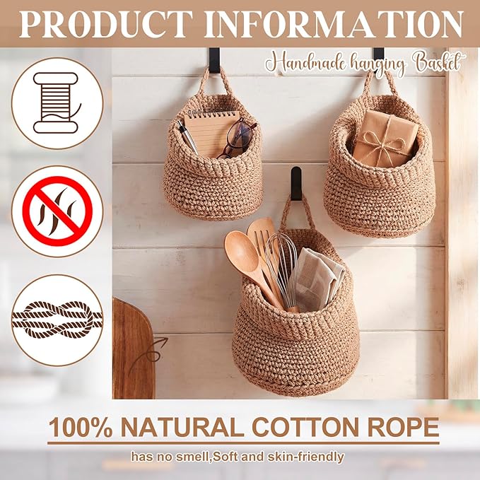 Honeydak Boho Decor Hanging Wall Baskets - Image 5