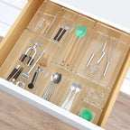 7 PCS Clear Plastic Drawer Organizers Set, 4 Size Desk Drawer Organizer Trays - Image 6