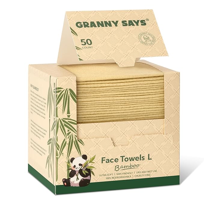 GRANNY SAYS Disposable Face Towels, Bamboo Viscose Face Towelettes Disposable by GRANNYSAYS