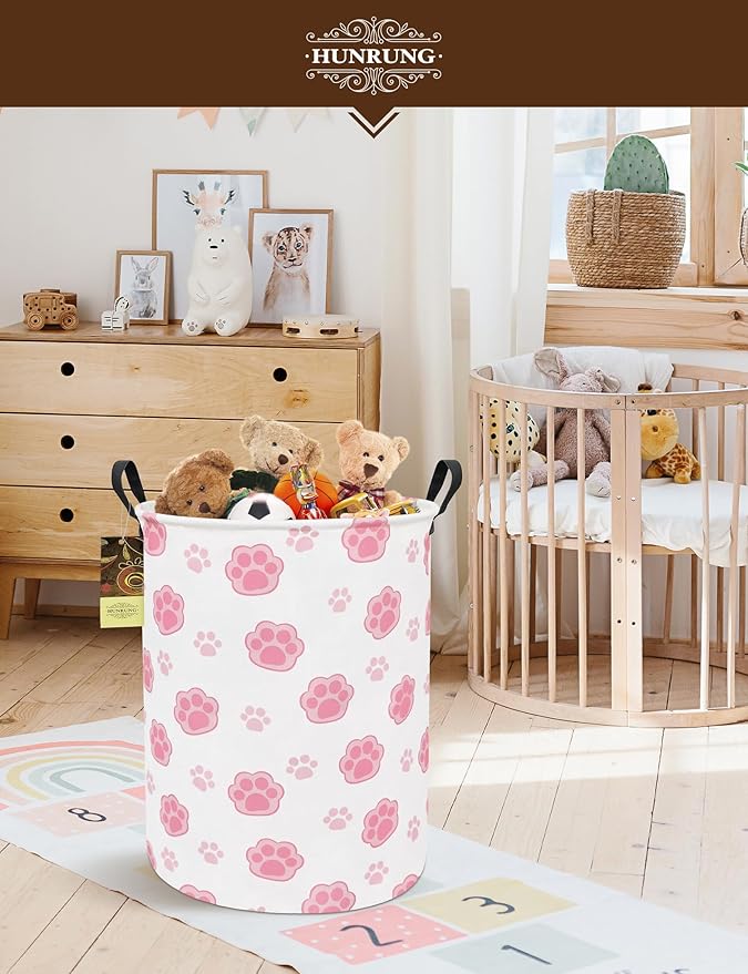 HUNRUNG Laundry Hamper, Large Canvas Fabric Lightweight Storage Basket Toy - Image 5
