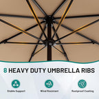 AreShark 9 FT Patio Umbrella for Outdoor, Outdoor Umbrella with Push Button Tilt and Crank, Outdoor Patio Umbrellas with 8 Sturdy Ribs for Market, Garden, Deck, Backyard, Pool (Beige) - Image 3