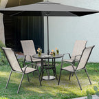 VINGLI Patio Chairs Set of 6 – Stackable Outdoor Dining Chairs with Comfortable Sling High Back Chairs and Armrests for Lawn, Poolside, Courtyard, Balcony, Garden, Yellow - Image 2