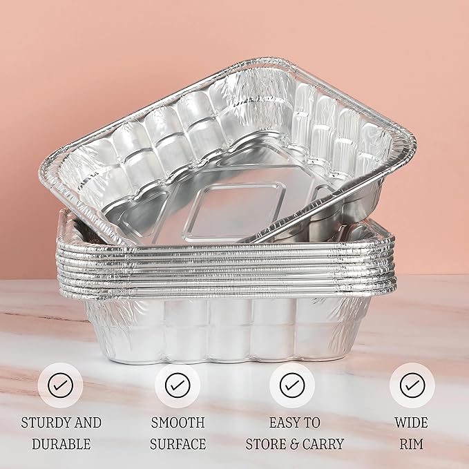 PLASTICPRO Disposable 10'' X 10'' X 3'' Inch Square Aluminum Tin Foil Baking - Image 5