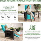 IDEALHOUSE Wicker Outdoor Recliner Reclining Patio Chairs with Adjustable Back & Footrest 150° Lay-Flat Reclining with Air Pump Rattan Flip-Up Side Table Outdoor Lounge Chairs for Pool Deck Balcony - Image 7