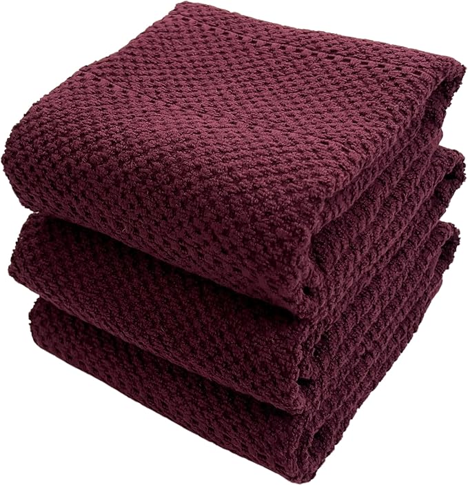 Purple Burgundy Wine Kitchen Hand Dish Towels: Oversized 28" x 18", 100% Cotton by SerafinaHome