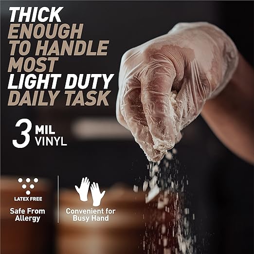 OKIAAS Disposable Gloves L, Bulk of 1000 Pcs|Latex and Powder-Free Clear Vinyl - Image 2