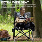 EVER ADVANCED Padded Oversized Folding Camping Chair for Adults, Heavy Duty Lawn Chair with Side Pockets, Portable Collapsible Quad Chair for Outside, Support Up to 500lbs, Black - Image 6