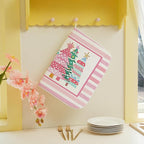 Christmas Dish Drying Mats 18x24 Inch Stripes Watercolor Pink Christmas Trees - Image 4
