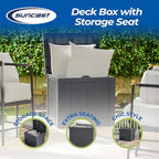 Suncast Small Deck Box Storage w/ Bench Seat for Indoor & Outdoor Use, 22 Gal., Cyberspace - Image 2