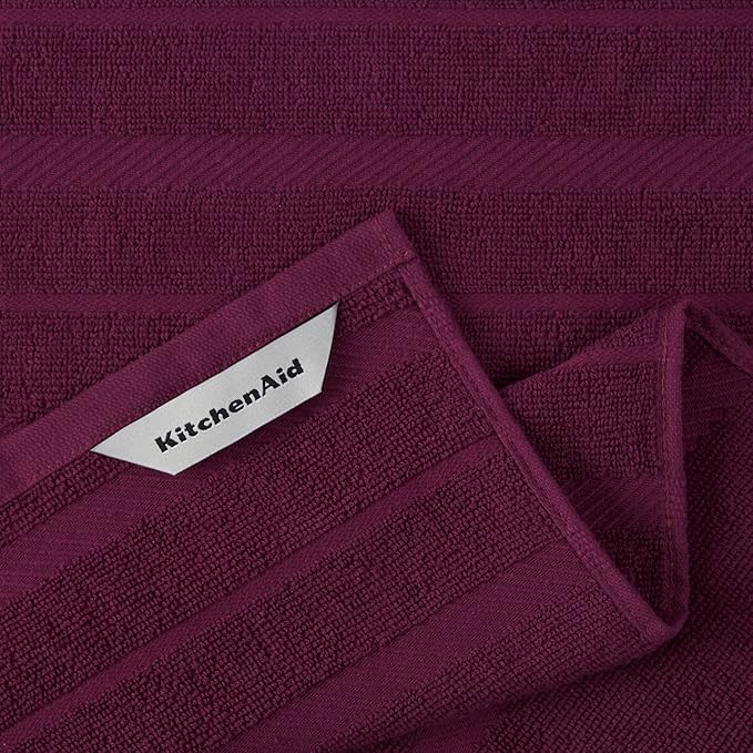 KitchenAid Albany Kitchen Towel 4-Pack Set, Boysenberry Purple/White - Image 3