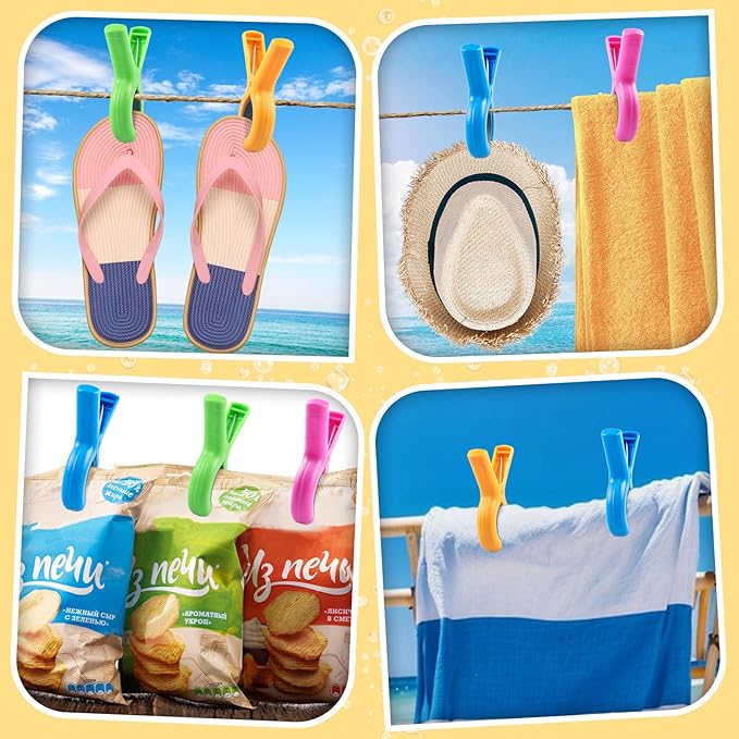 Large Beach Towel Clips for Beach Chairs, Jumbo Size Heavy Duty Clothes Pins - Image 6