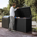 Devoko XXL 230 Gallon Resin Large Deck Box Waterproof Outdoor Storage Box Loackable for Patio Furniture Cushions and Garden Tools(230 Gallon, Black) - Image 3