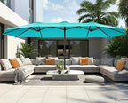 SUPERJARE 15FT Outdoor Umbrella for Patio, Double sided Pool Umbrellas with Fade Resistant Canopy, Large Table Umbrella for Deck, Market, Backyard - Light Blue - Image 2